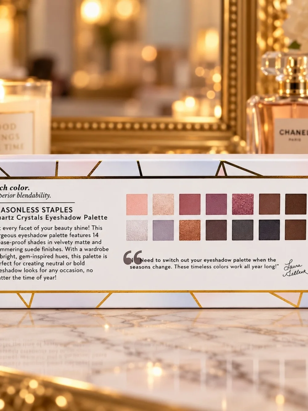 Laura Geller Quartz Crystals Eyeshadow Palette - Pink, White, Gold Accents